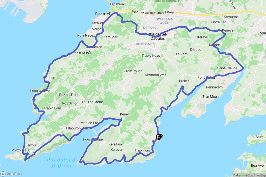 Plougastel-Daoulas : carte du parcours de randonnée - France
