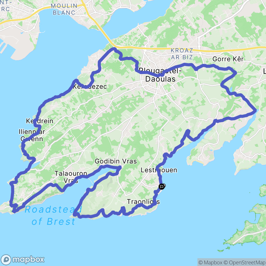 Plougastel-Daoulas : carte du parcours de randonnée - France