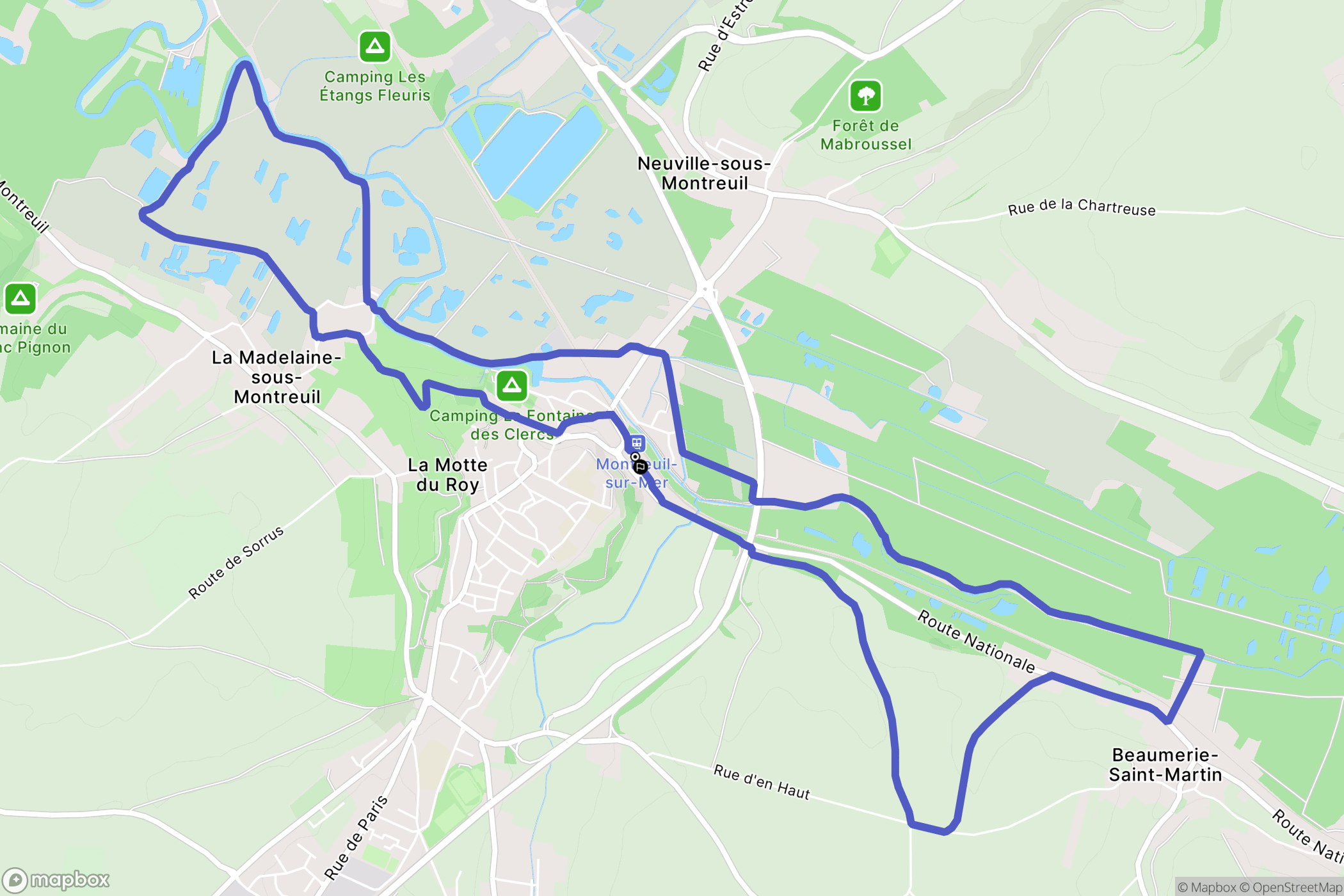 Montreuil-sur-Mer : carte du parcours de randonnée - France
