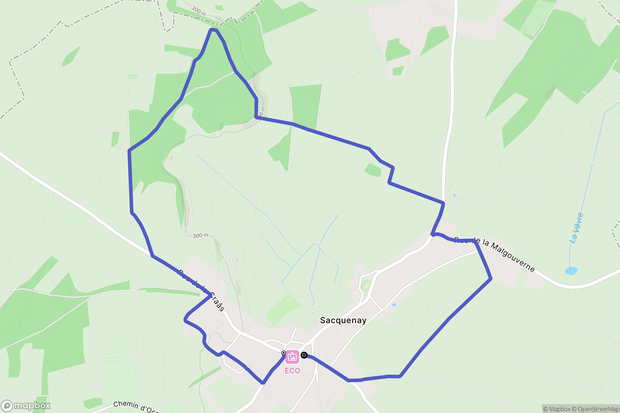 Sacquenay : carte du parcours de randonnée - France