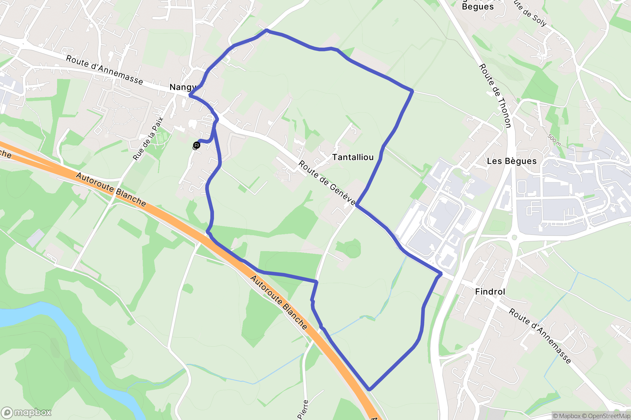 Nangy : carte du parcours de randonnée - France
