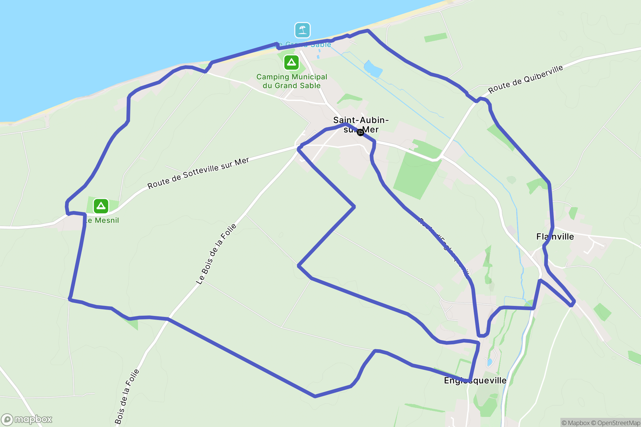 Saint-Aubin-sur-Mer : carte du parcours de randonnée - France
