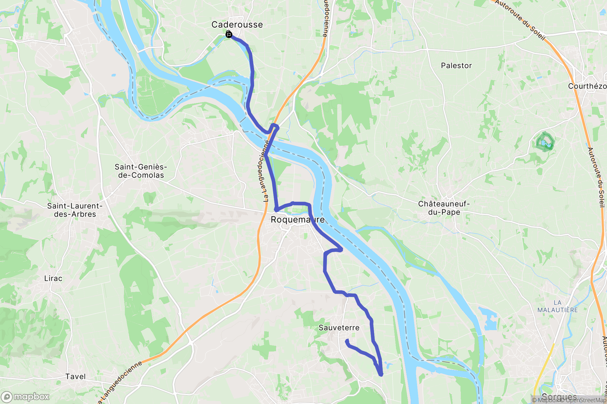 Caderousse : carte du parcours de randonnée - France