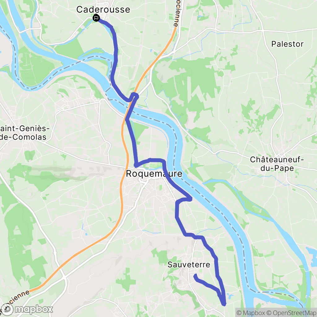 Caderousse : carte du parcours de randonnée - France