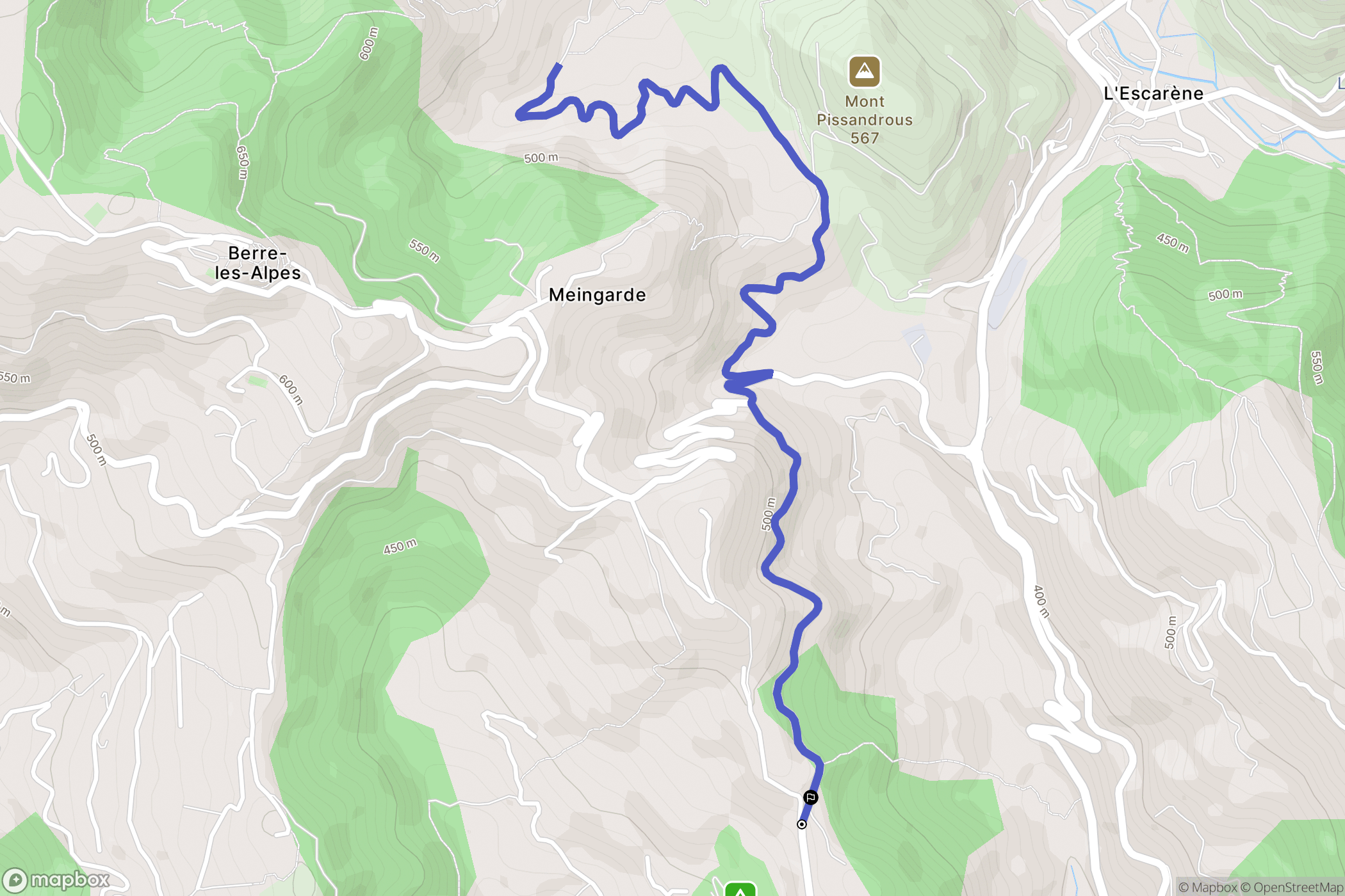 Contes : carte du parcours de randonnée - France