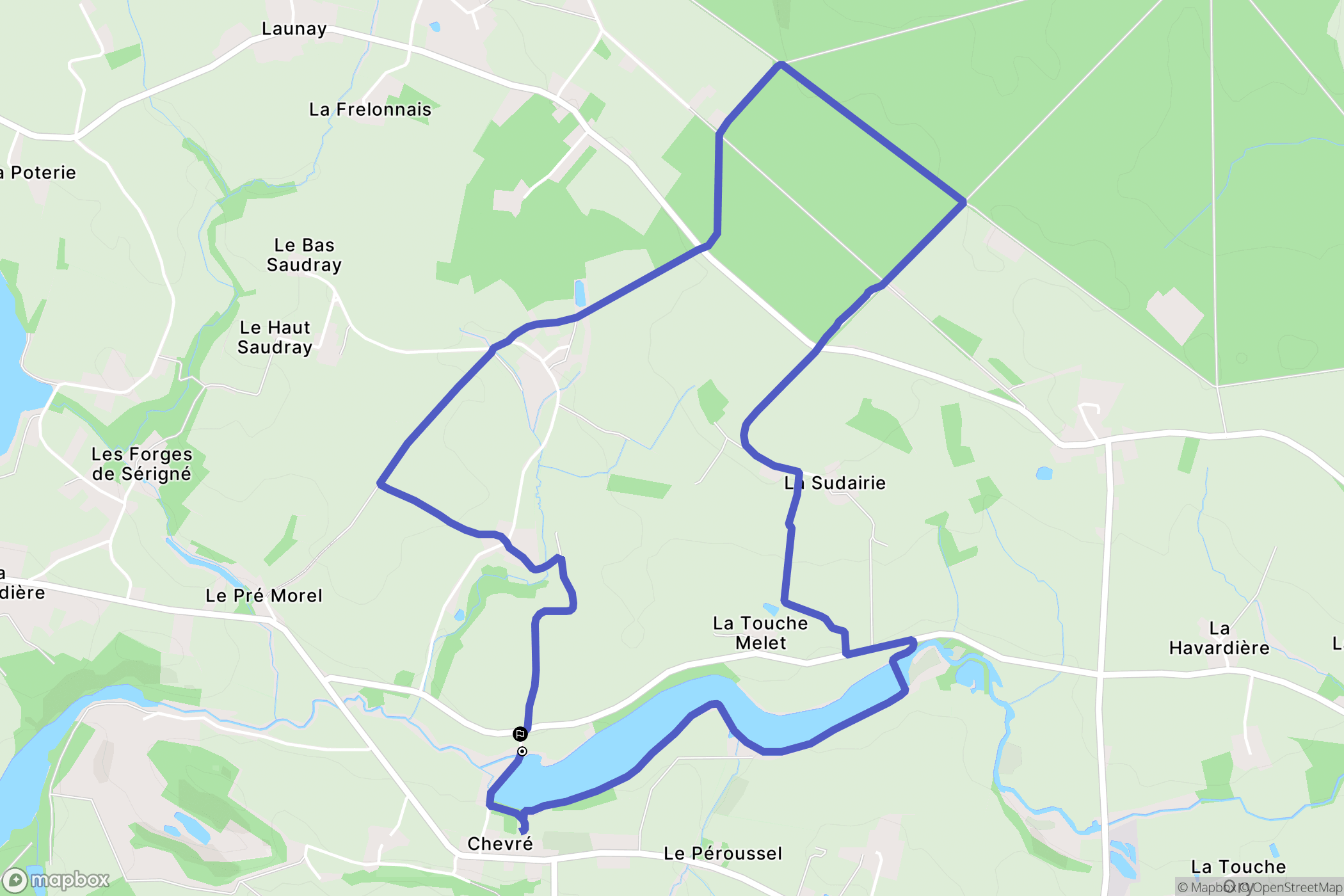 La Bouëxière : carte du parcours de randonnée - France