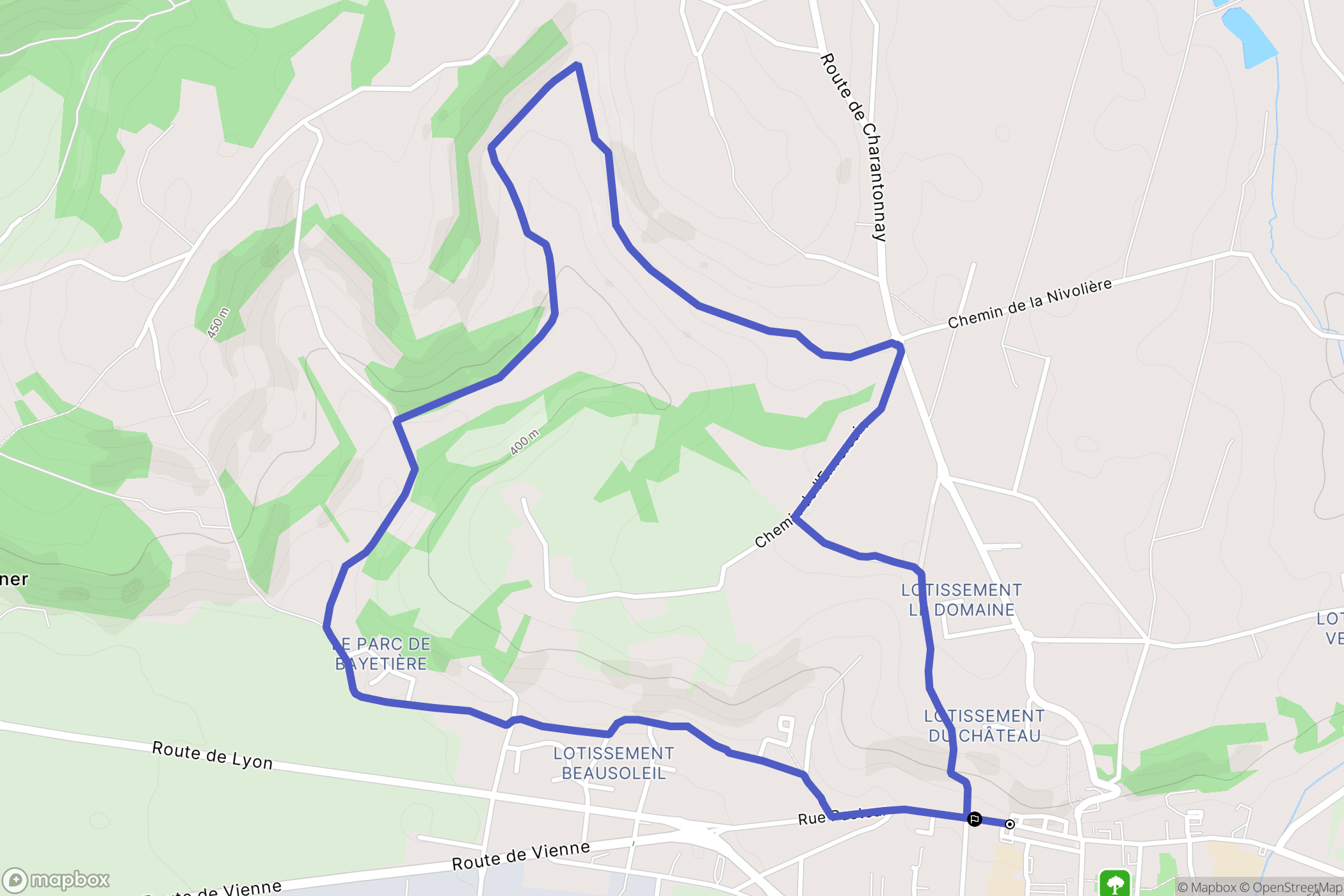 Saint-Jean-de-Bournay : carte du parcours de randonnée - France