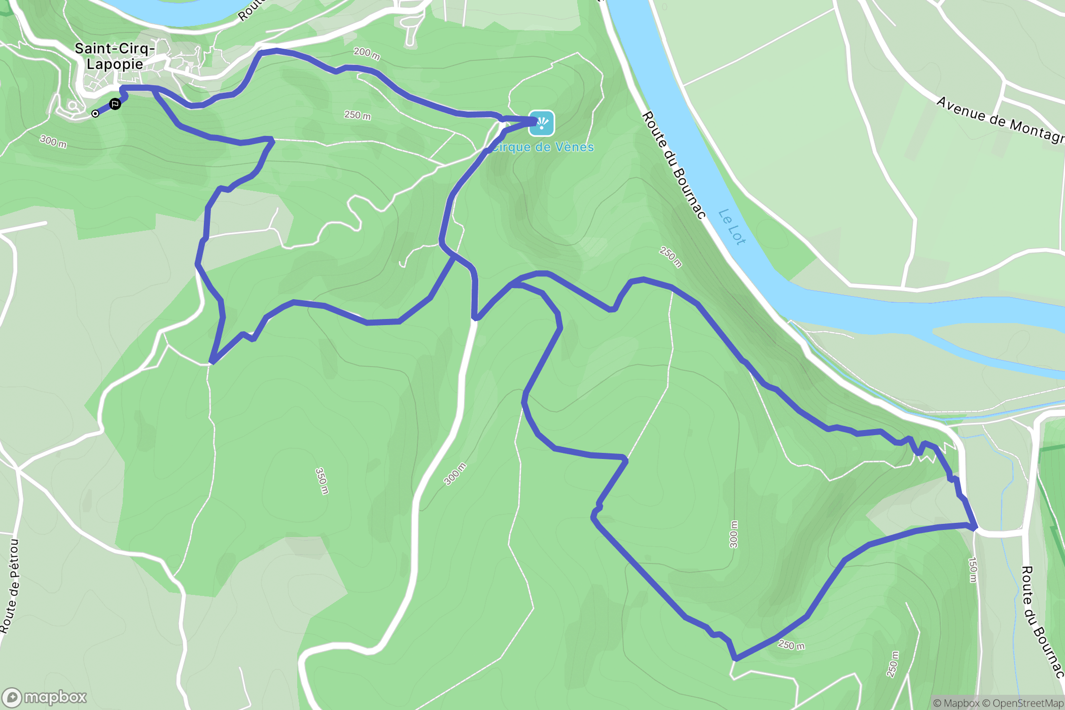 Saint-Cirq-Lapopie : carte du parcours de randonnée - France