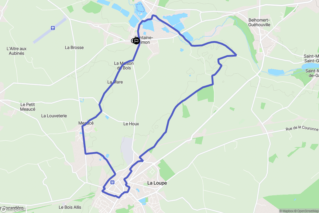 Fontaine-Simon : carte du parcours de randonnée - France
