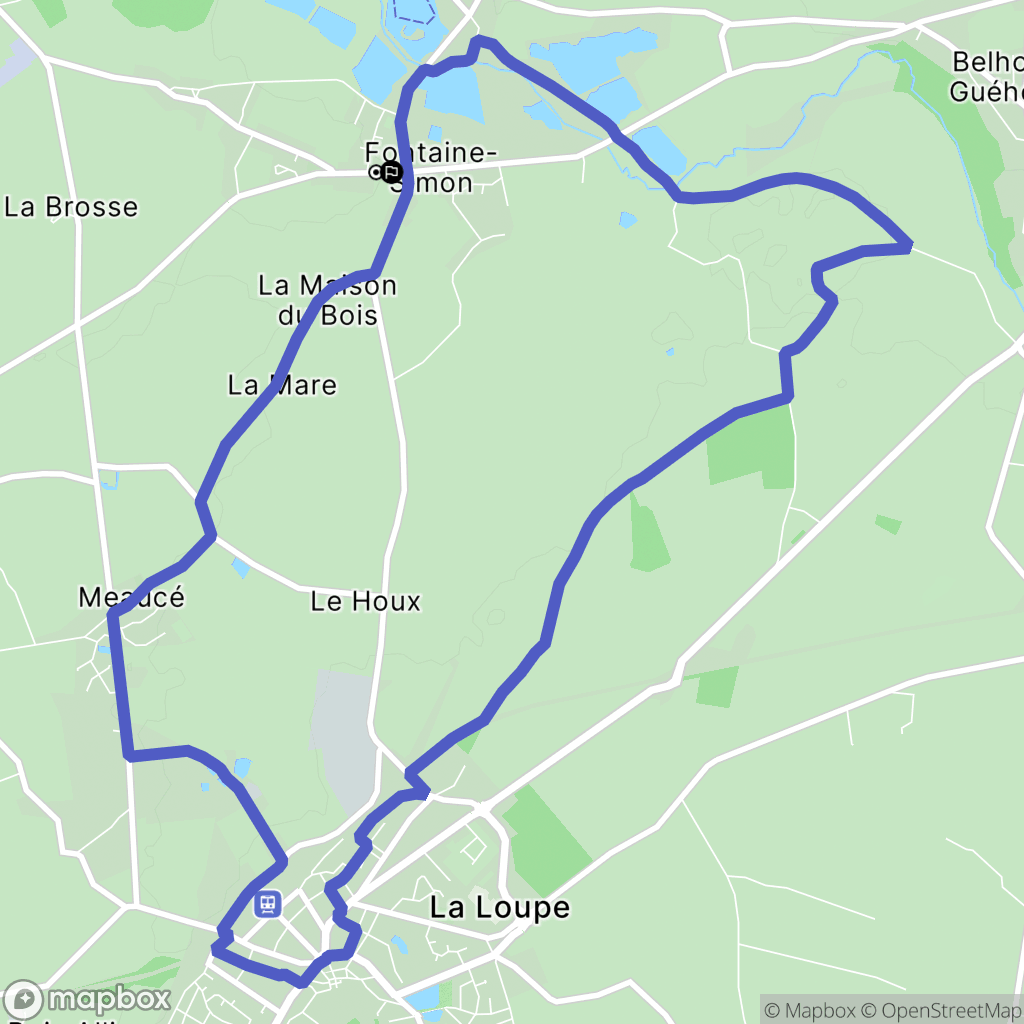 Fontaine-Simon : carte du parcours de randonnée - France