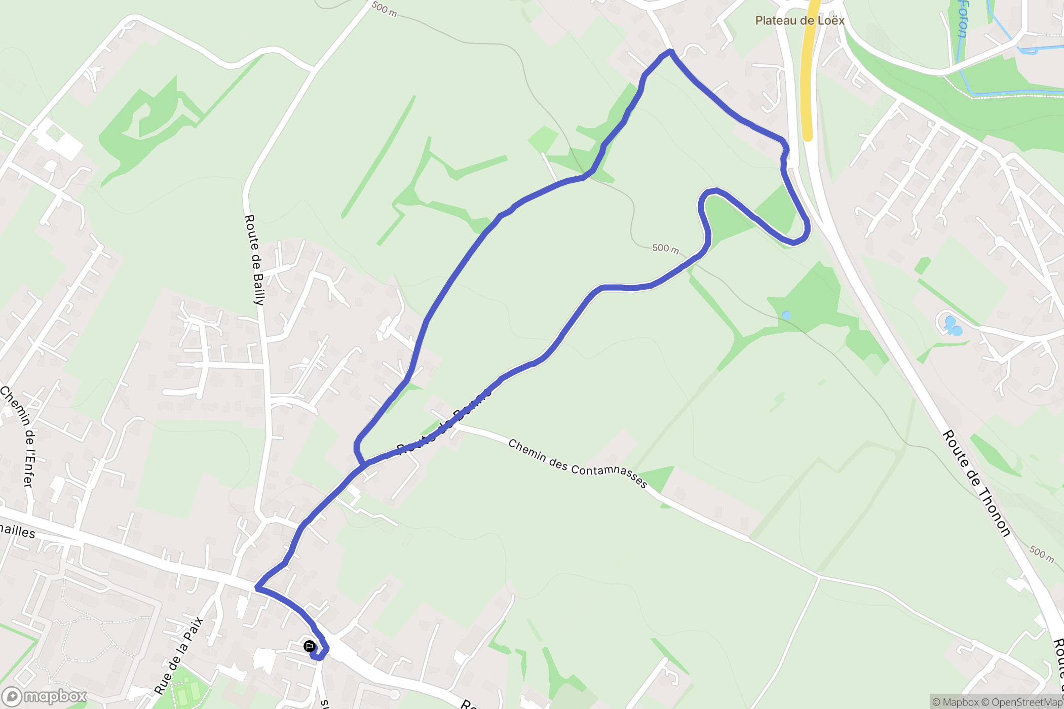 Nangy : carte du parcours de randonnée - France
