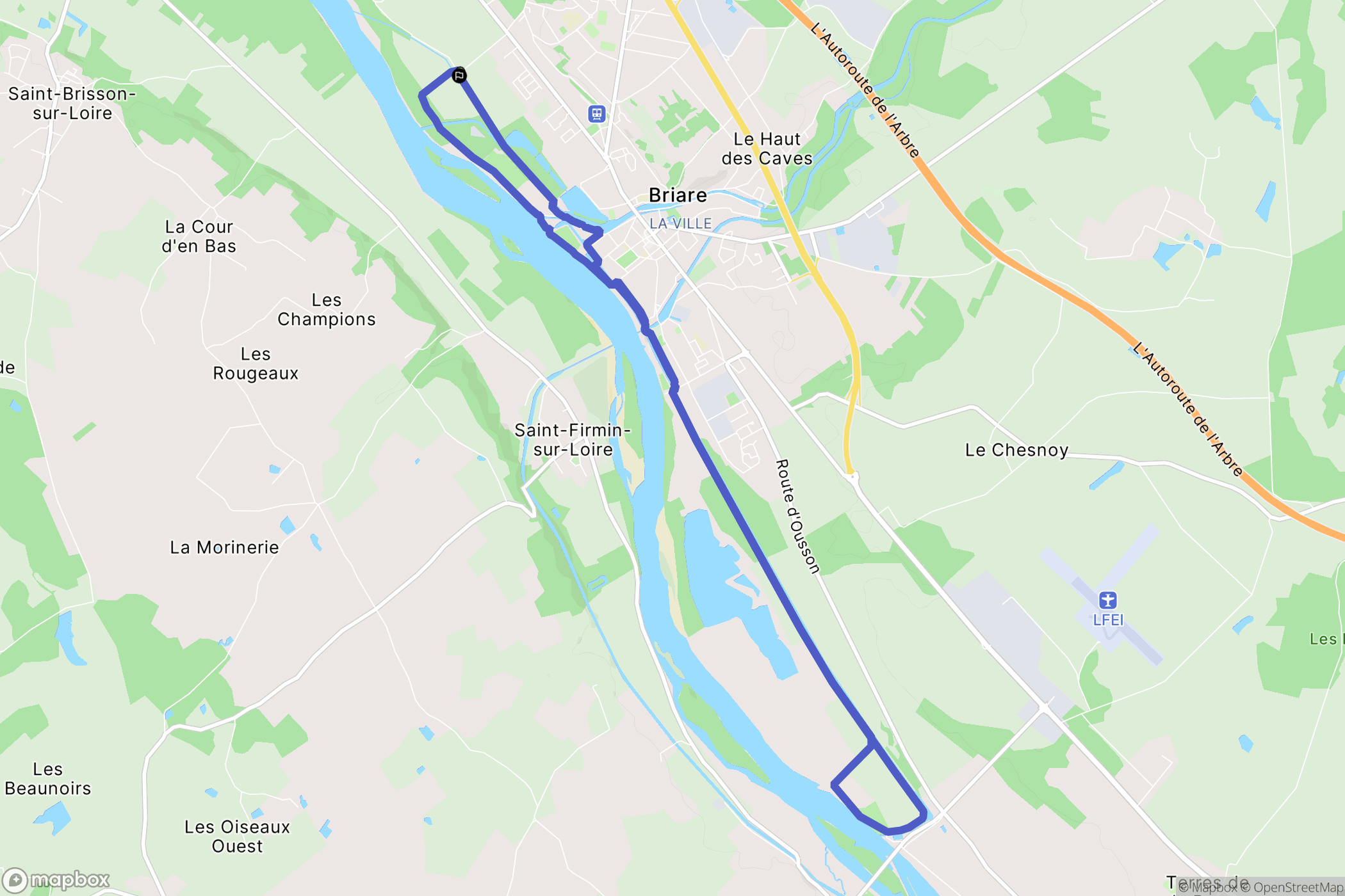 Briare : carte du parcours de randonnée - France