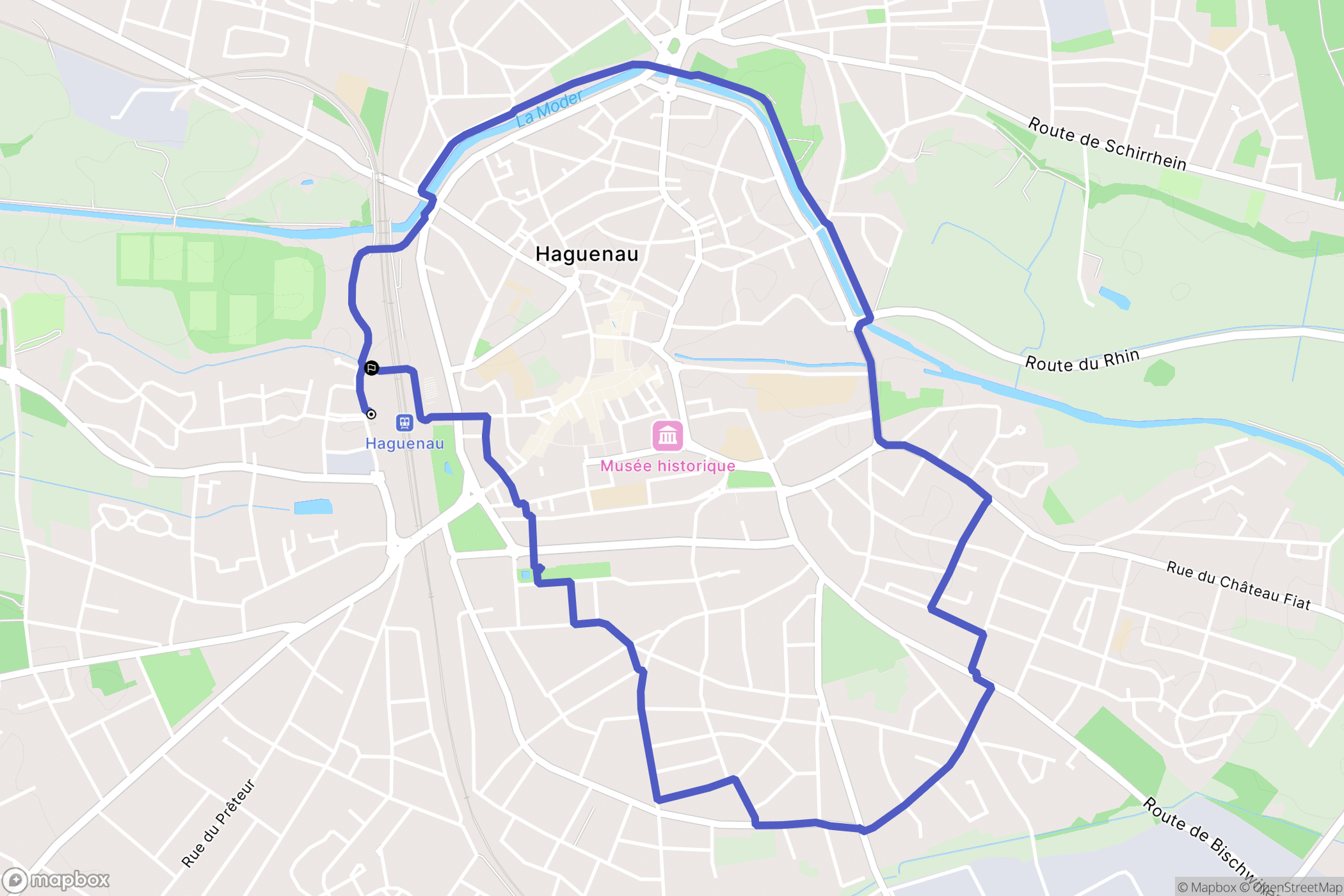 Haguenau : carte du parcours de randonnée - France
