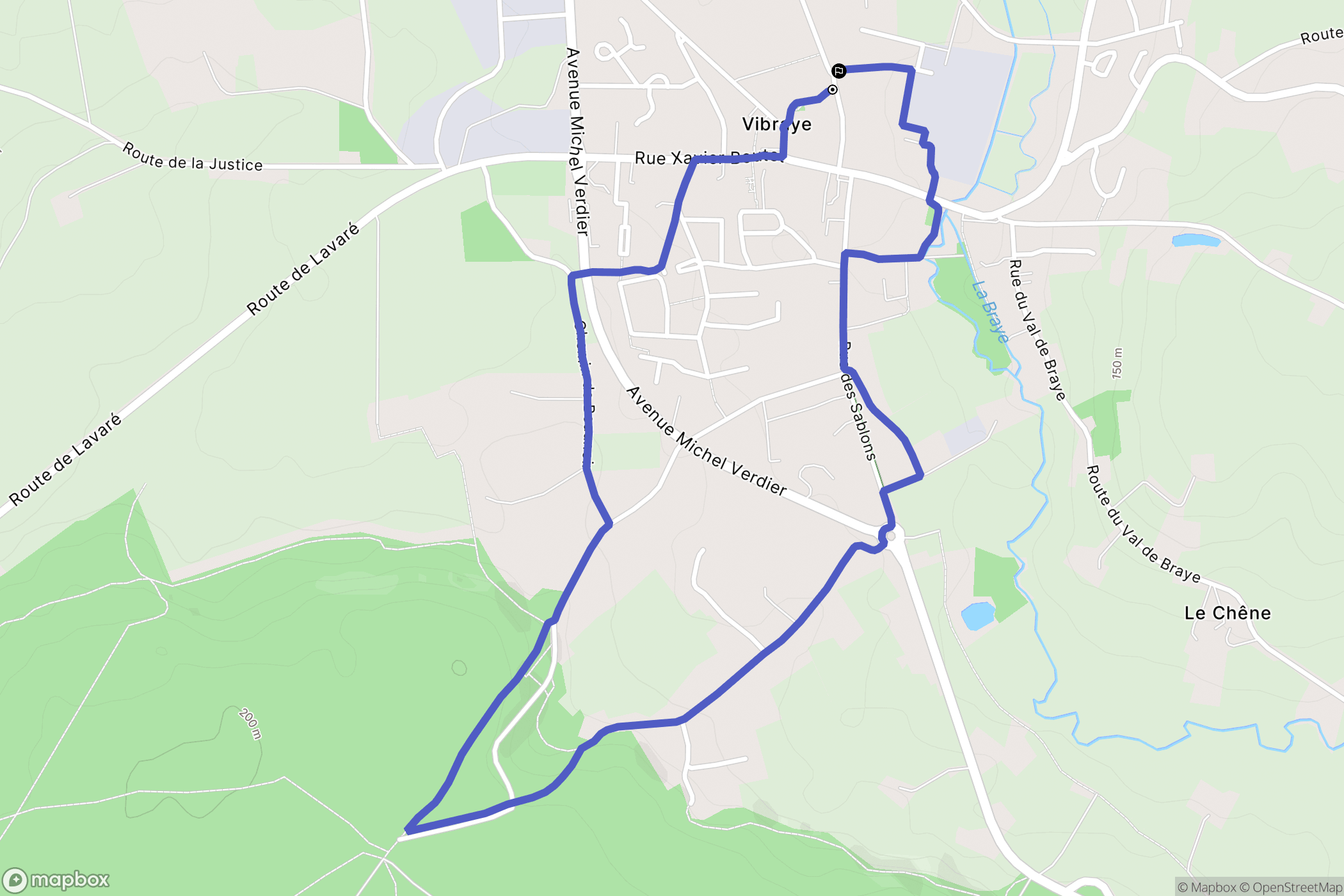 Vibraye : carte du parcours de randonnée - France