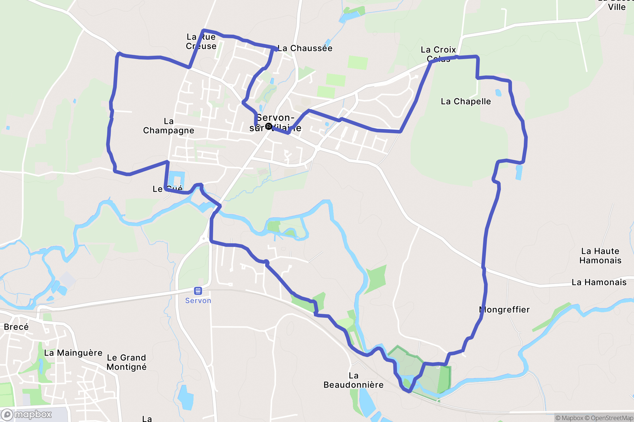 Servon-sur-Vilaine : carte du parcours de randonnée - France