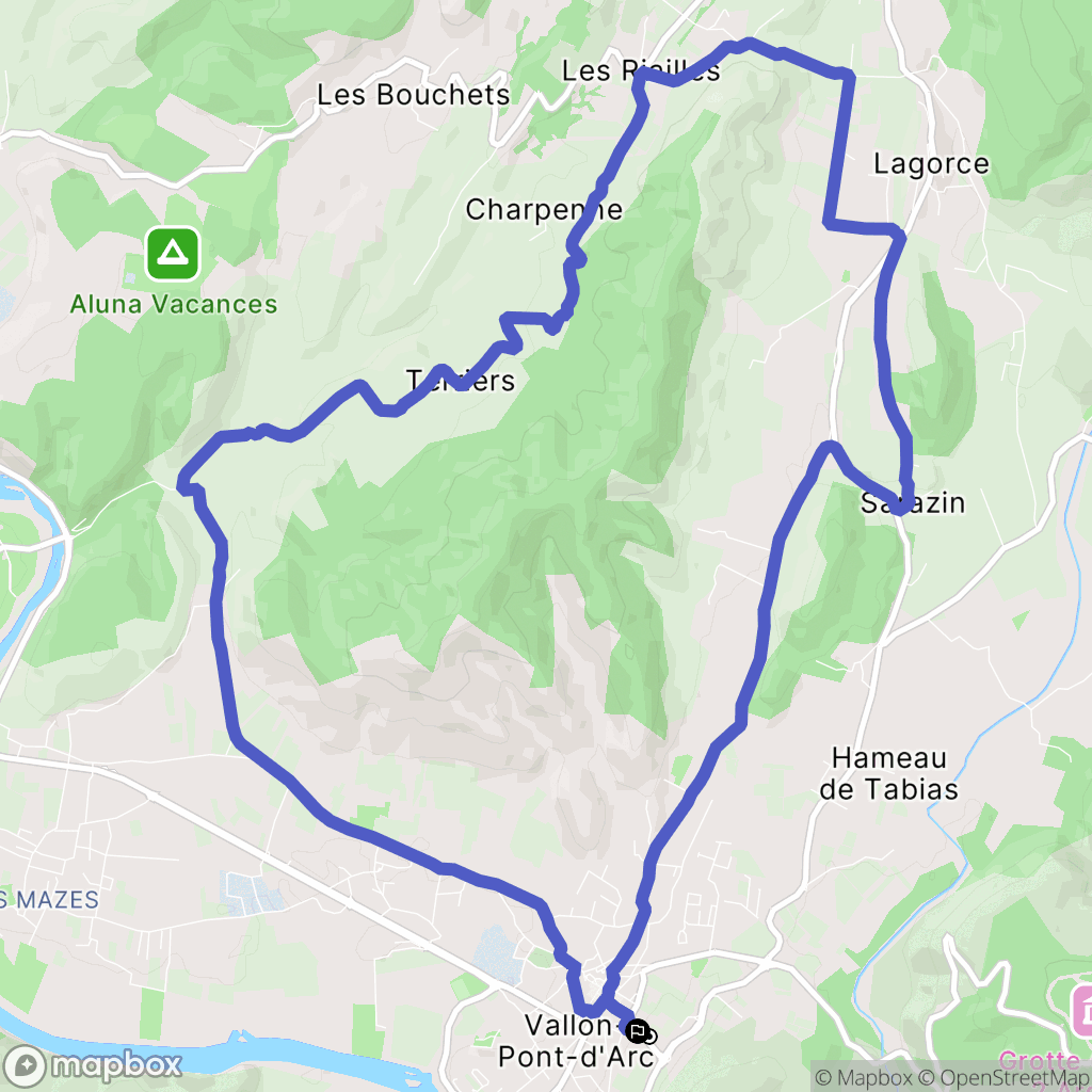 Vallon-Pont-d'Arc : carte du parcours de randonnée - France