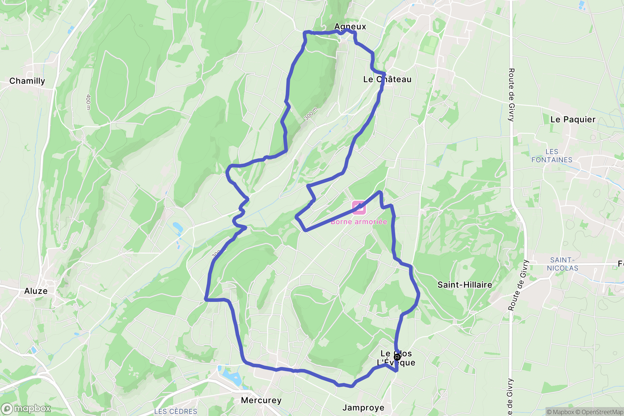 Mercurey : carte du parcours de randonnée - France