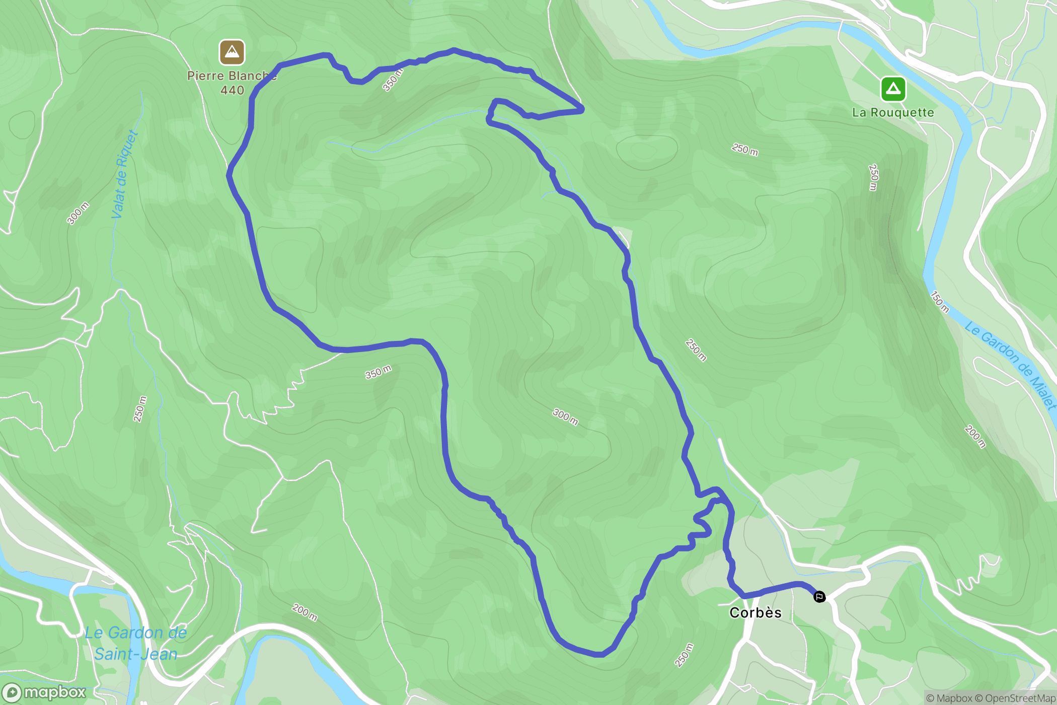 Corbès : carte du parcours de randonnée - France