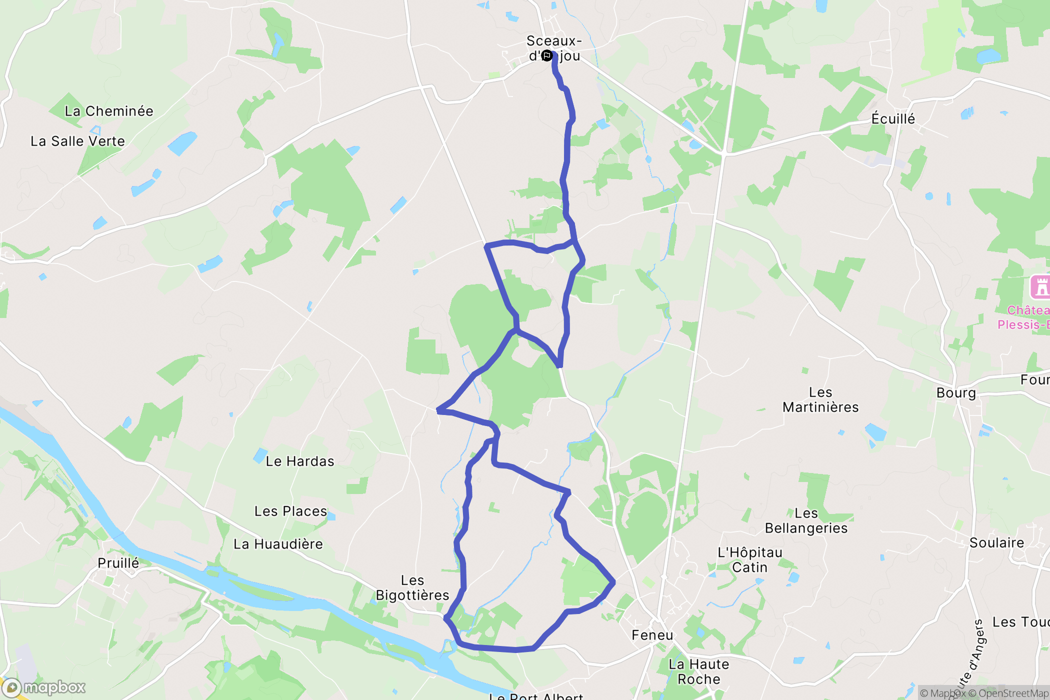 Sceaux-d'Anjou : carte du parcours de randonnée - France