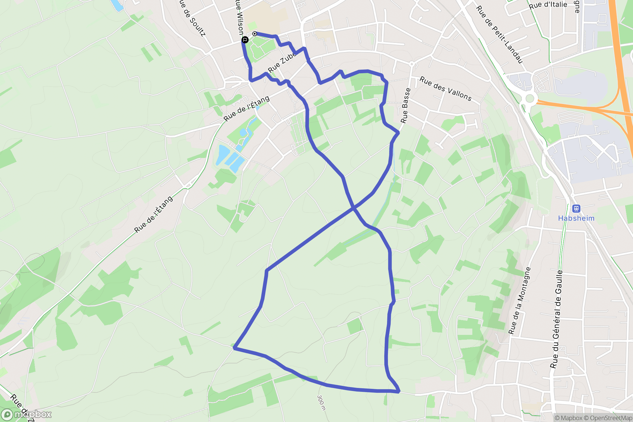 Rixheim : carte du parcours de randonnée - France