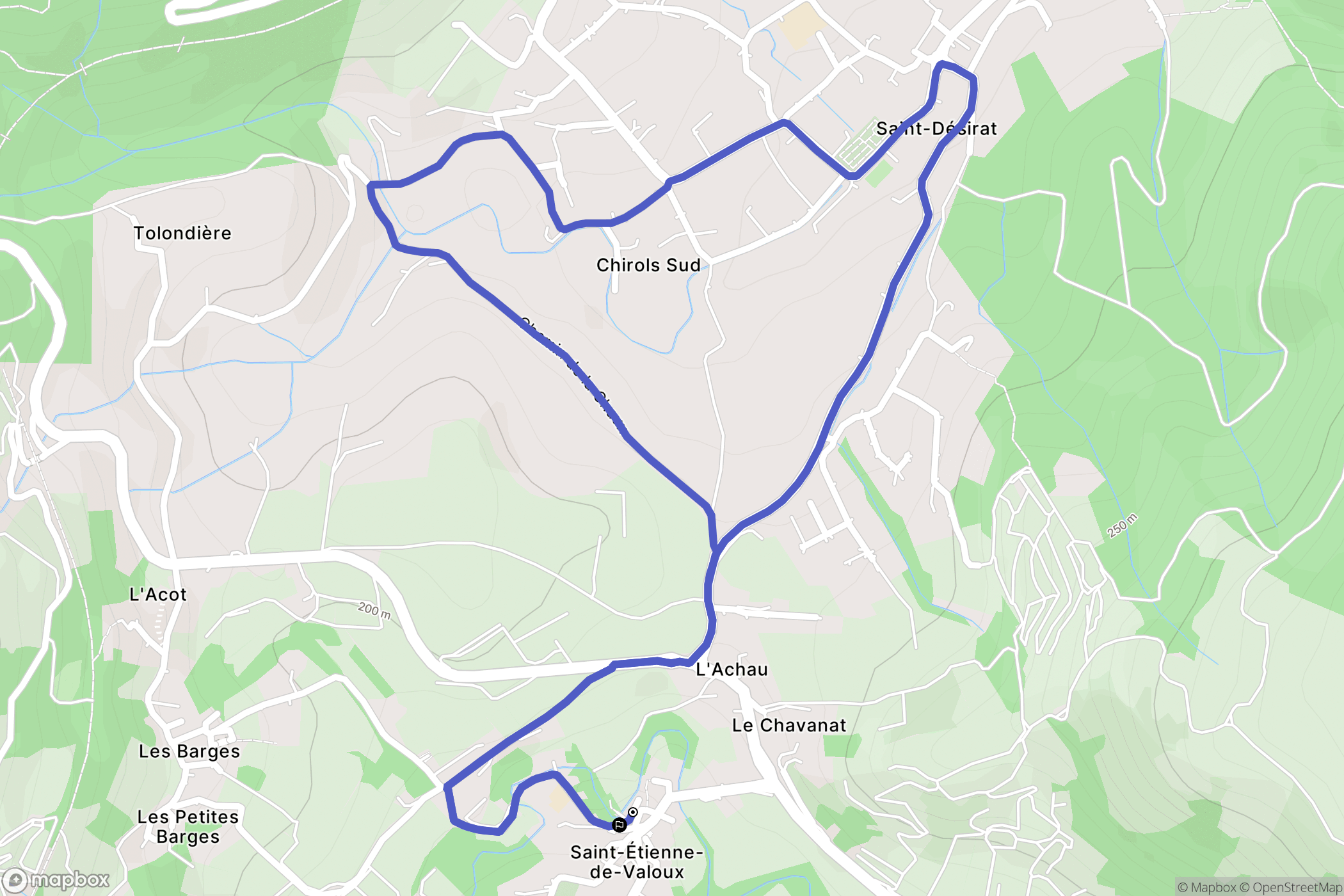 Saint-Étienne-de-Valoux : carte du parcours de randonnée - France