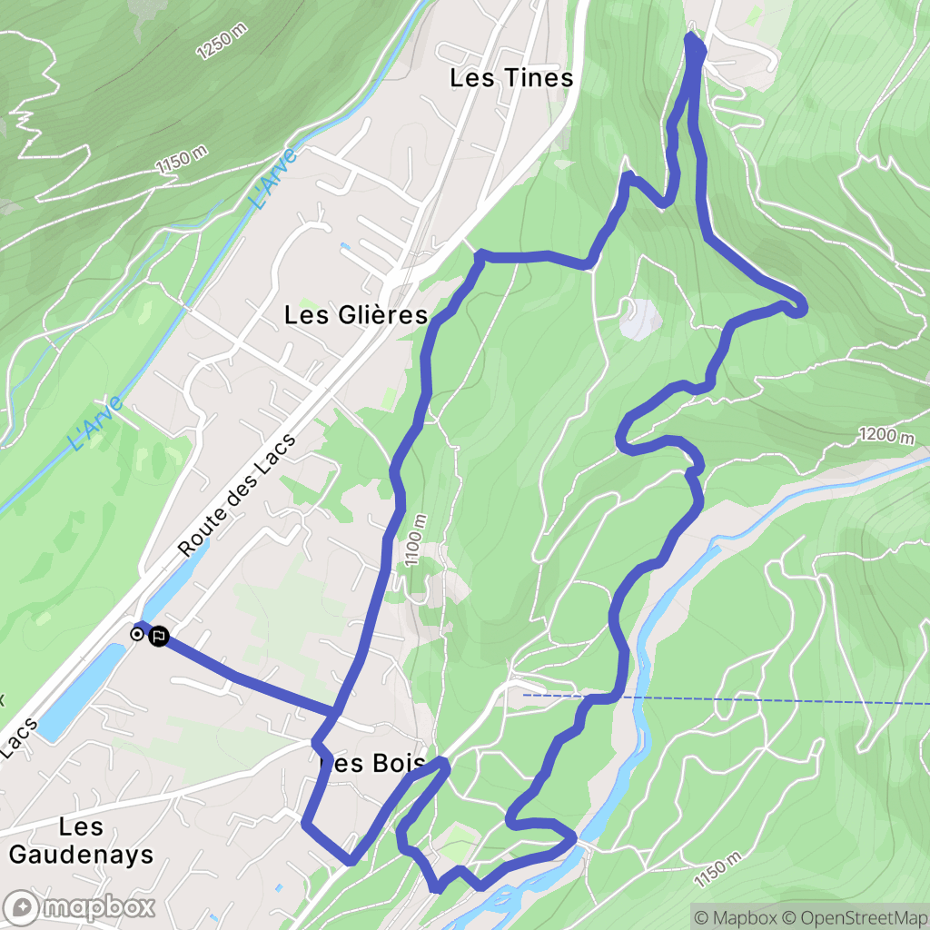 Chamonix-Mont-Blanc : carte du parcours de randonnée - France