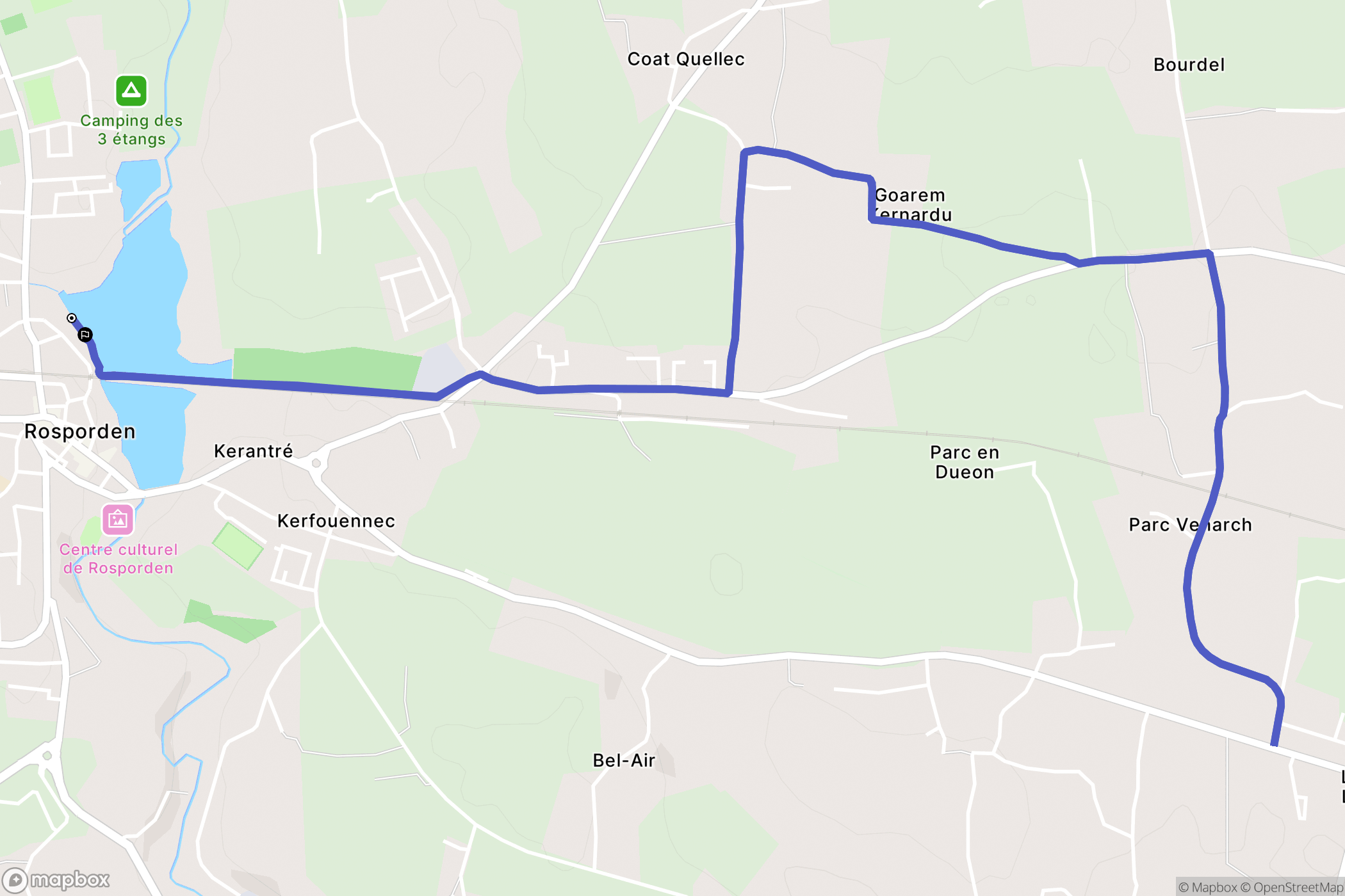 Rosporden : carte du parcours de randonnée - France