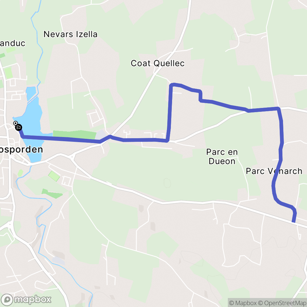 Rosporden : carte du parcours de randonnée - France