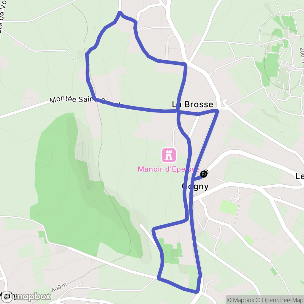 Cogny : carte du parcours de randonnée - France