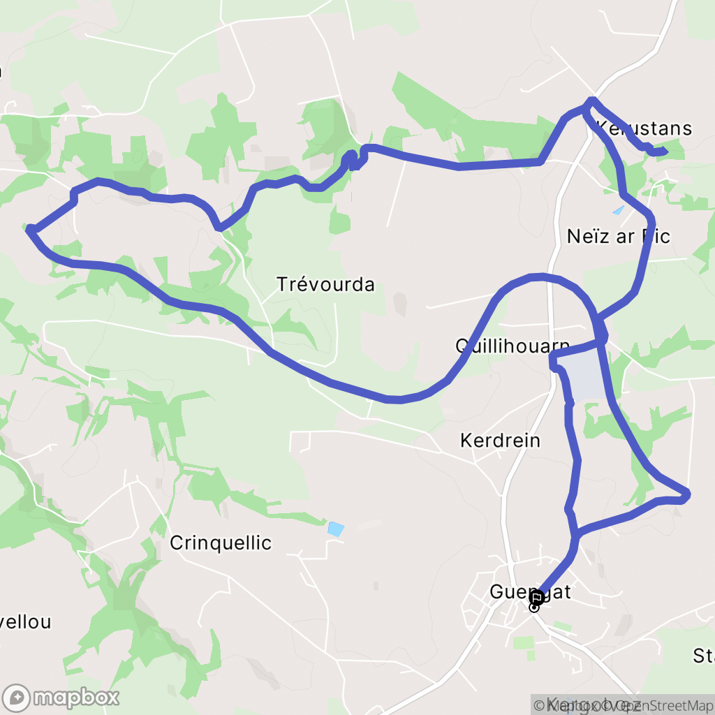 Guengat : carte du parcours de randonnée - France