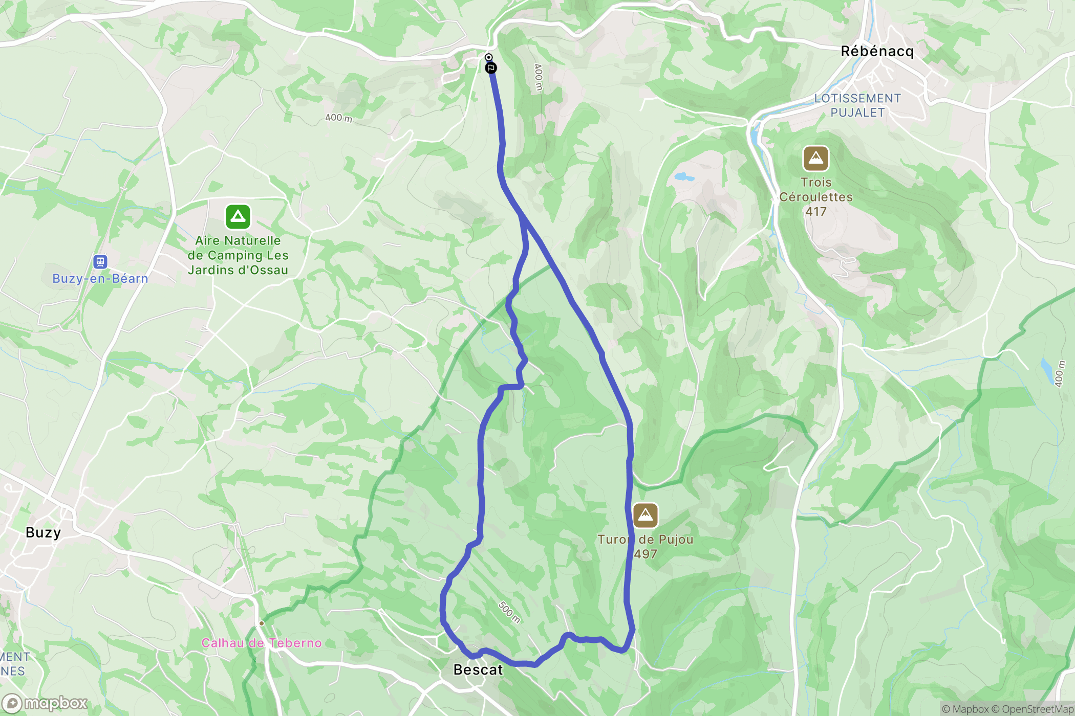Buzy : carte du parcours de randonnée - France