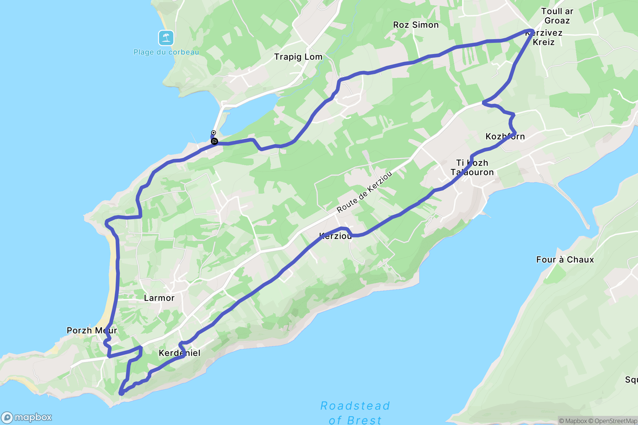 Plougastel-Daoulas : carte du parcours de randonnée - France