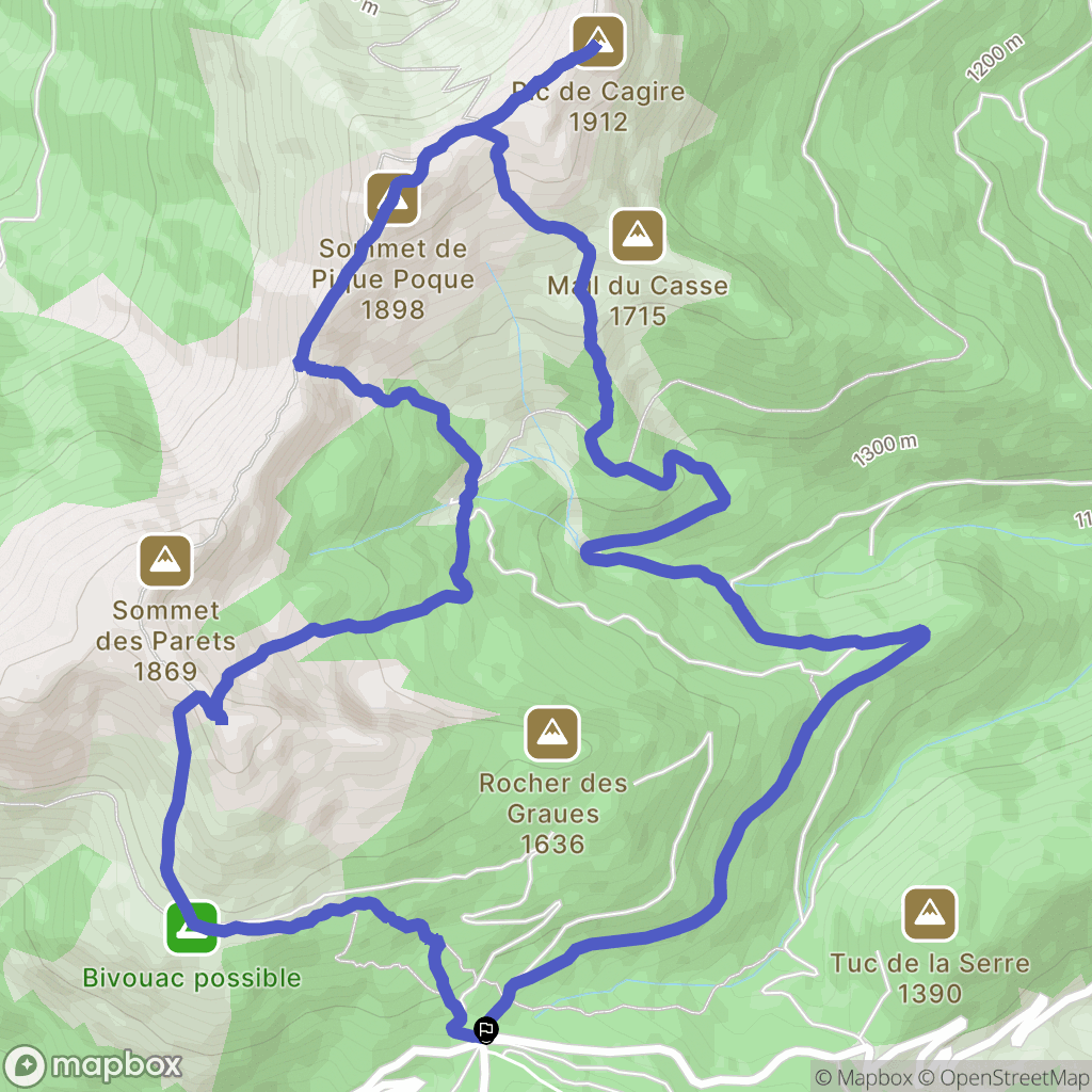 Saint Béat : carte du parcours de randonnée - France