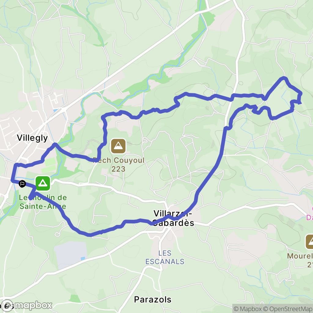 Villegly : carte du parcours de randonnée - France