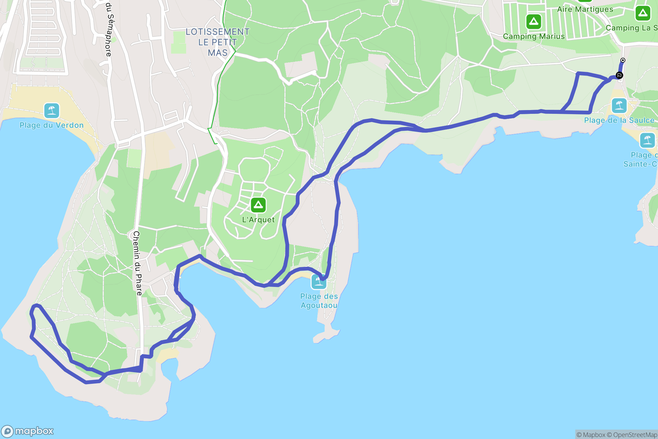 Martigues : carte du parcours de randonnée - France