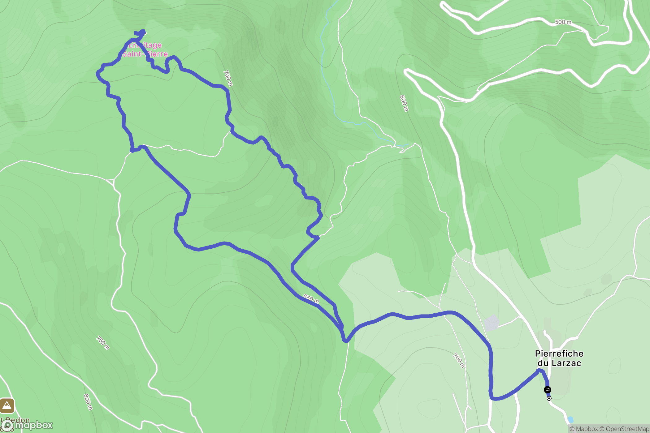 La Roque-Sainte-Marguerite : carte du parcours de randonnée - France