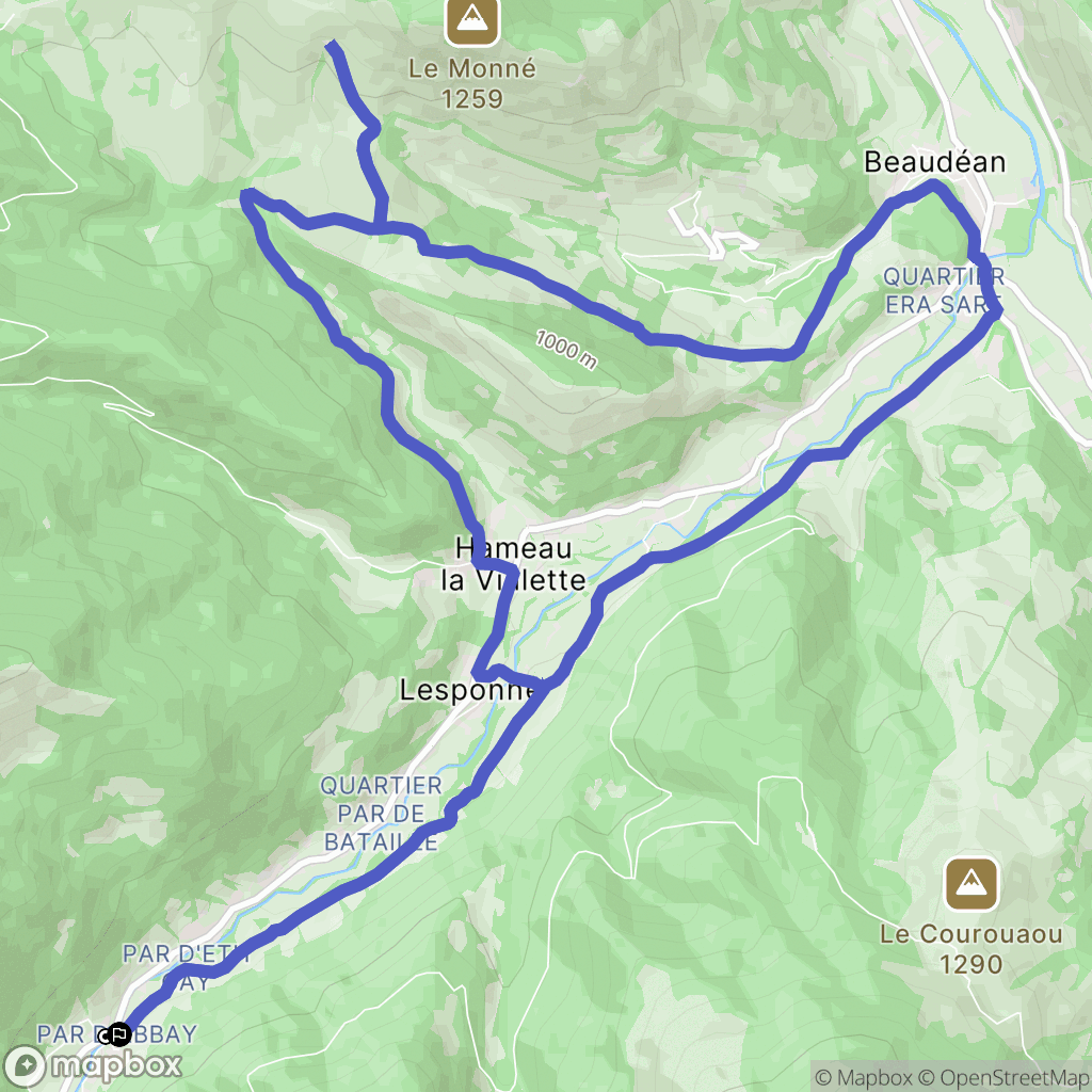 Beaudean : carte du parcours de randonnée - France