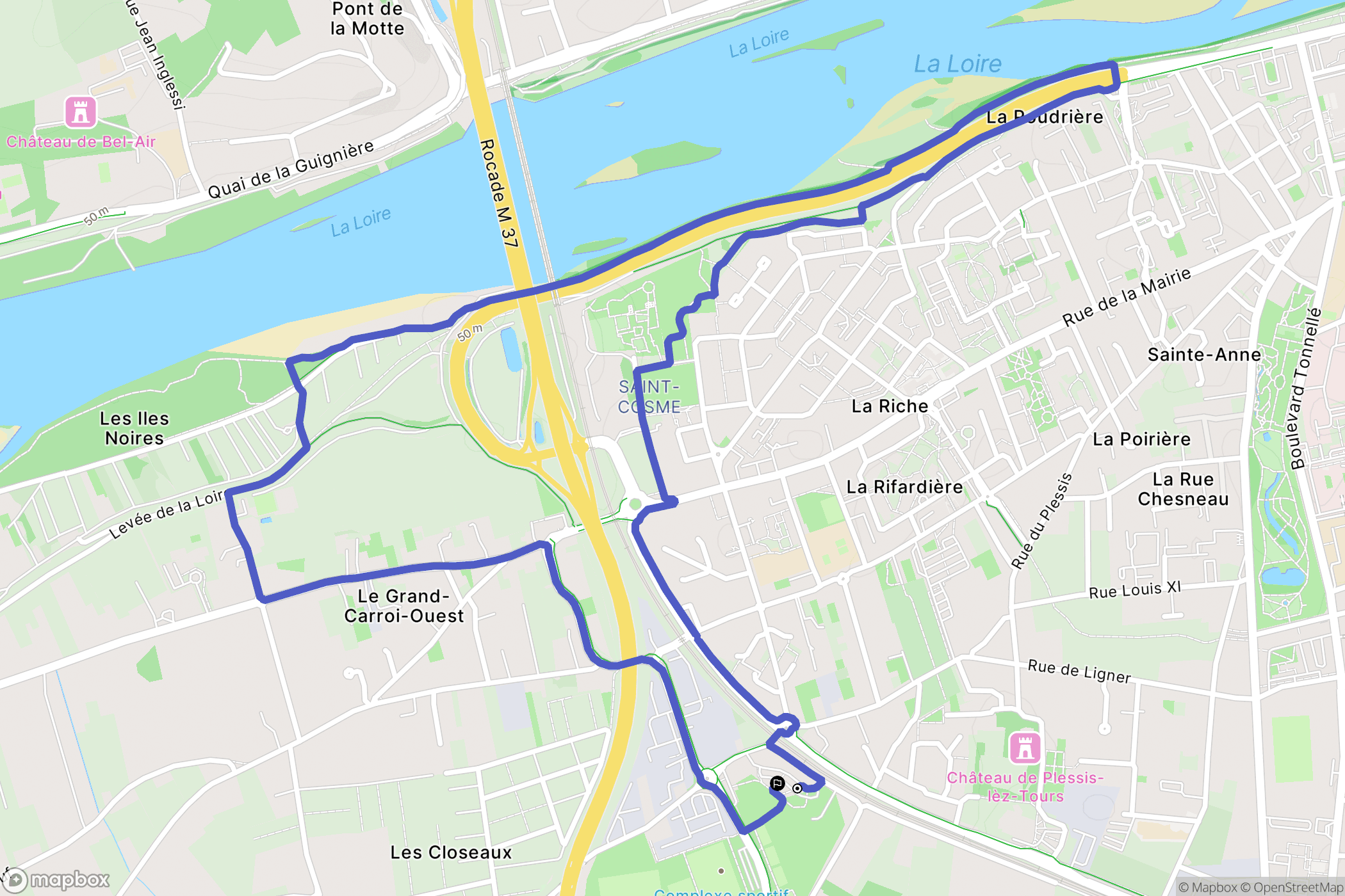 La Riche : carte du parcours de randonnée - France