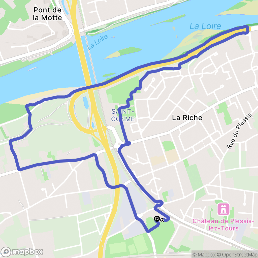 La Riche : carte du parcours de randonnée - France