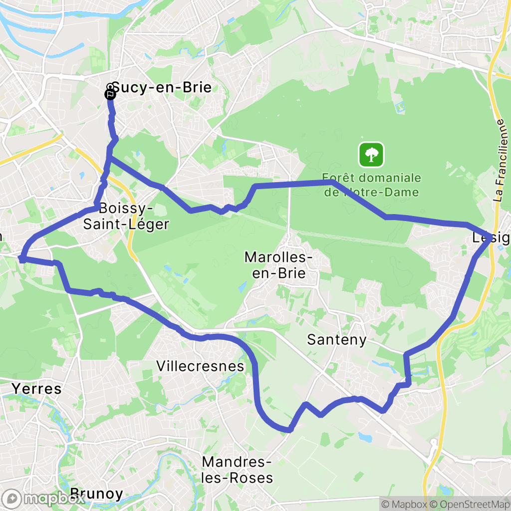 Sucy-en-Brie : carte du parcours de randonnée - France