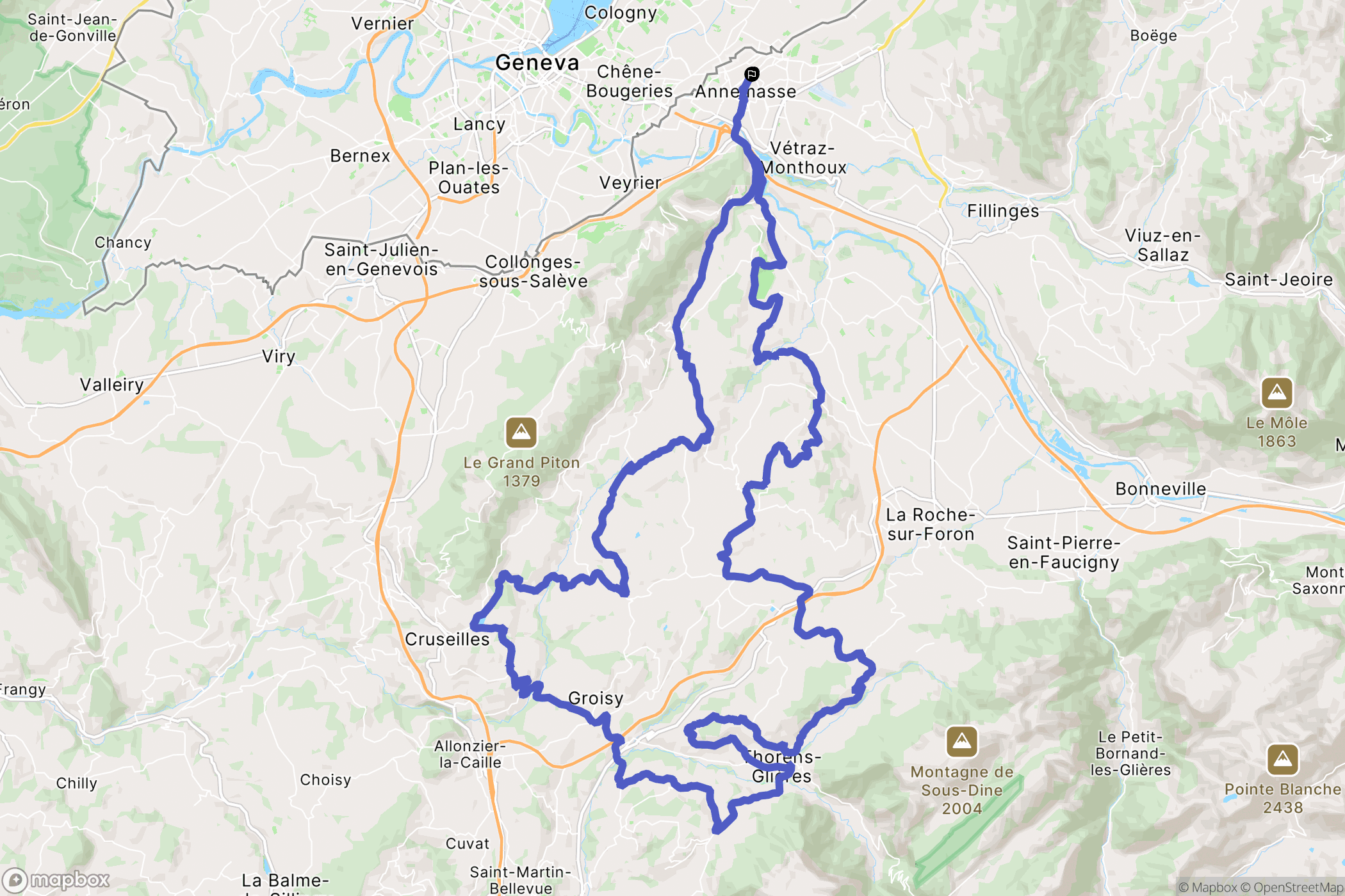 Annemasse : carte du parcours de randonnée - France