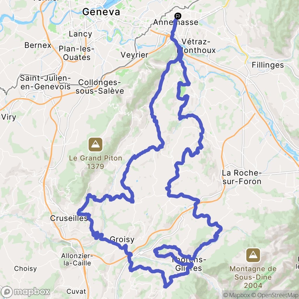 Annemasse : carte du parcours de randonnée - France
