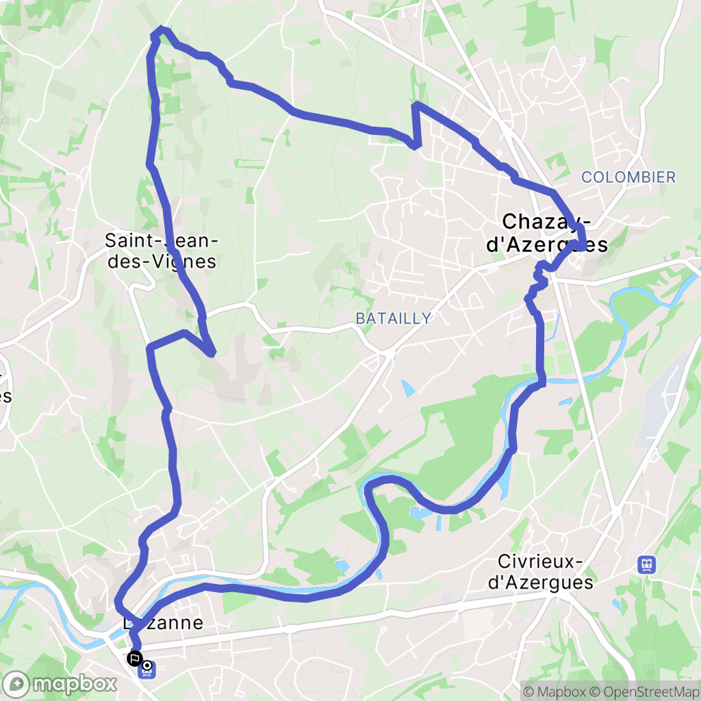 Lozanne : carte du parcours de randonnée - France