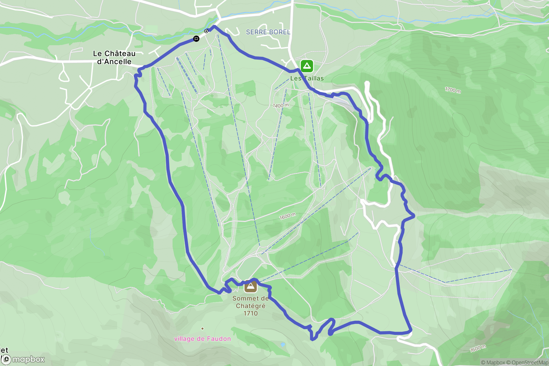 Ancelle : carte du parcours de randonnée - France