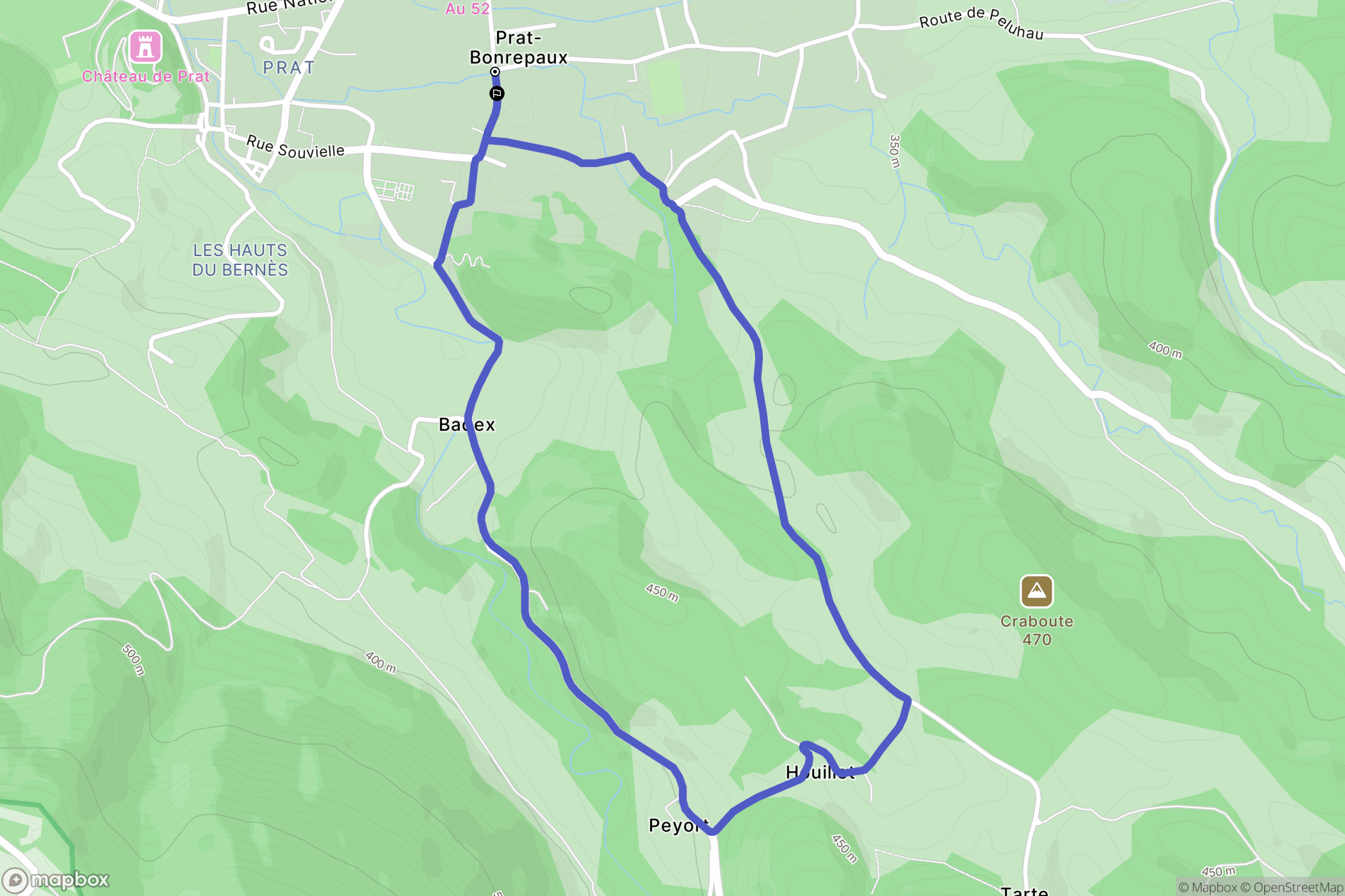 Prat-Bonrepaux : carte du parcours de randonnée - France
