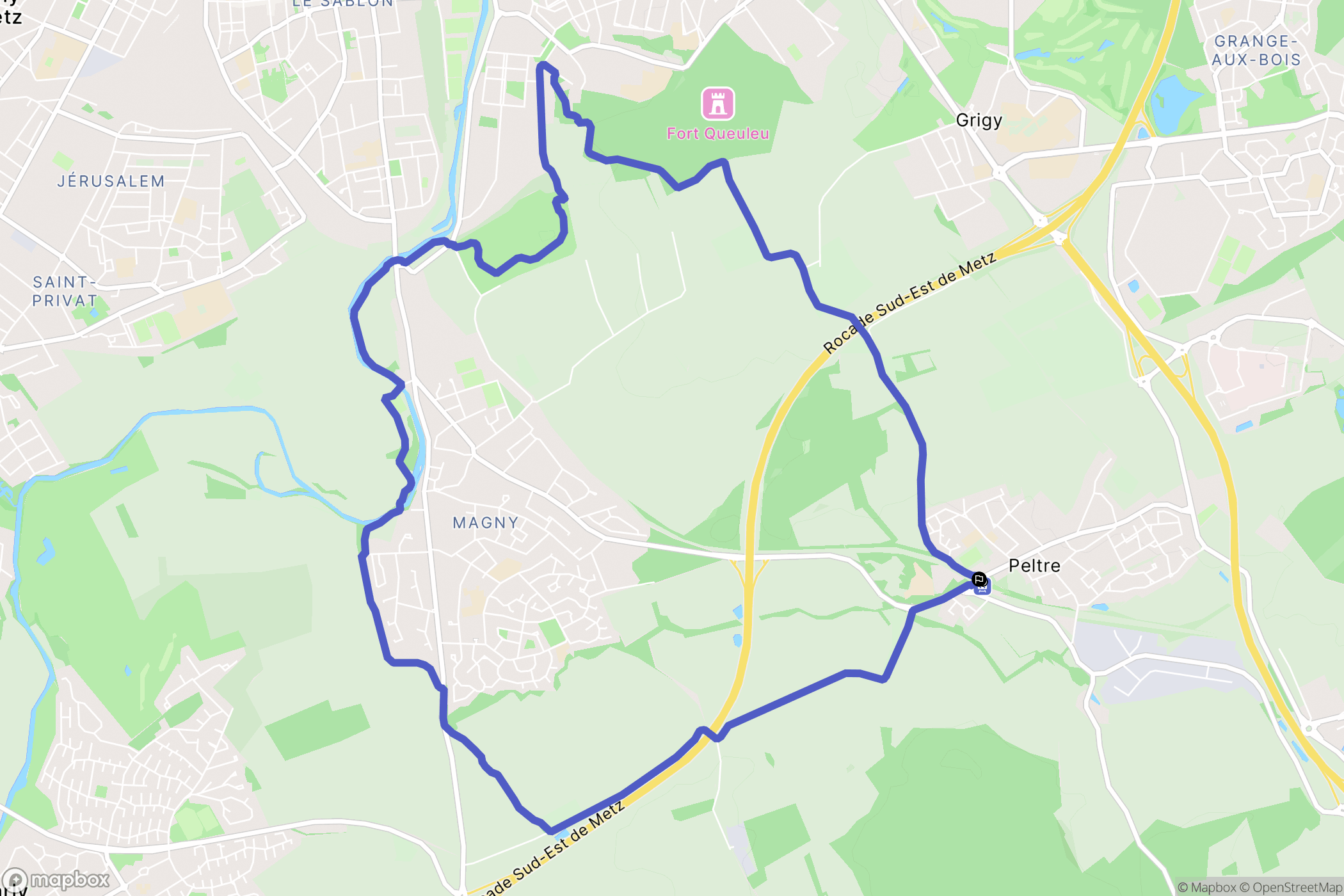 Peltre : carte du parcours de randonnée - France