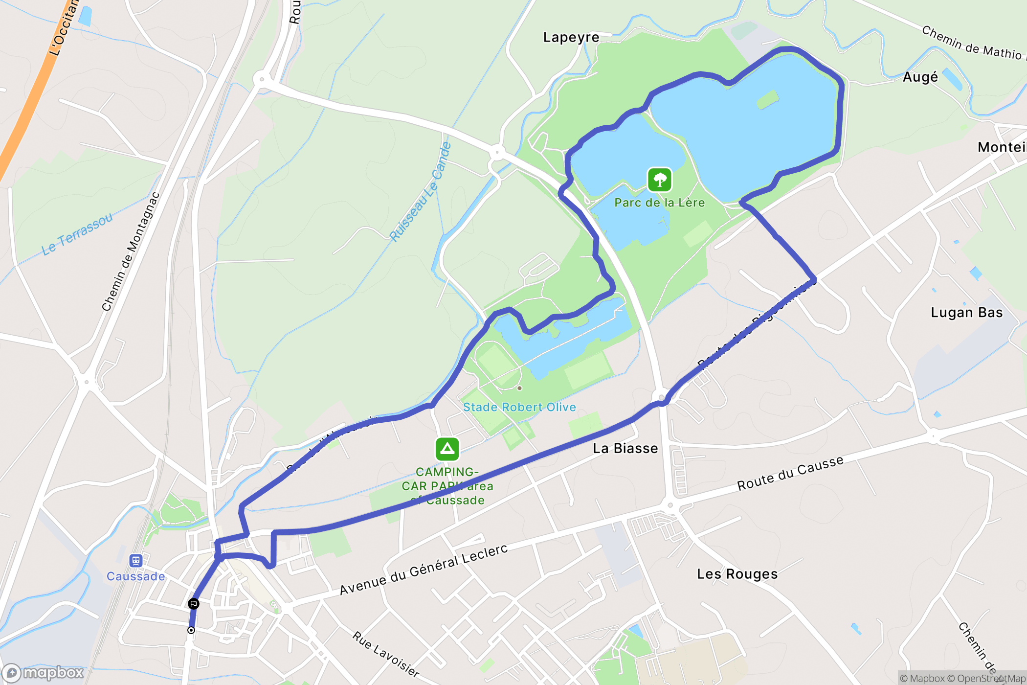 Caussade : carte du parcours de randonnée - France