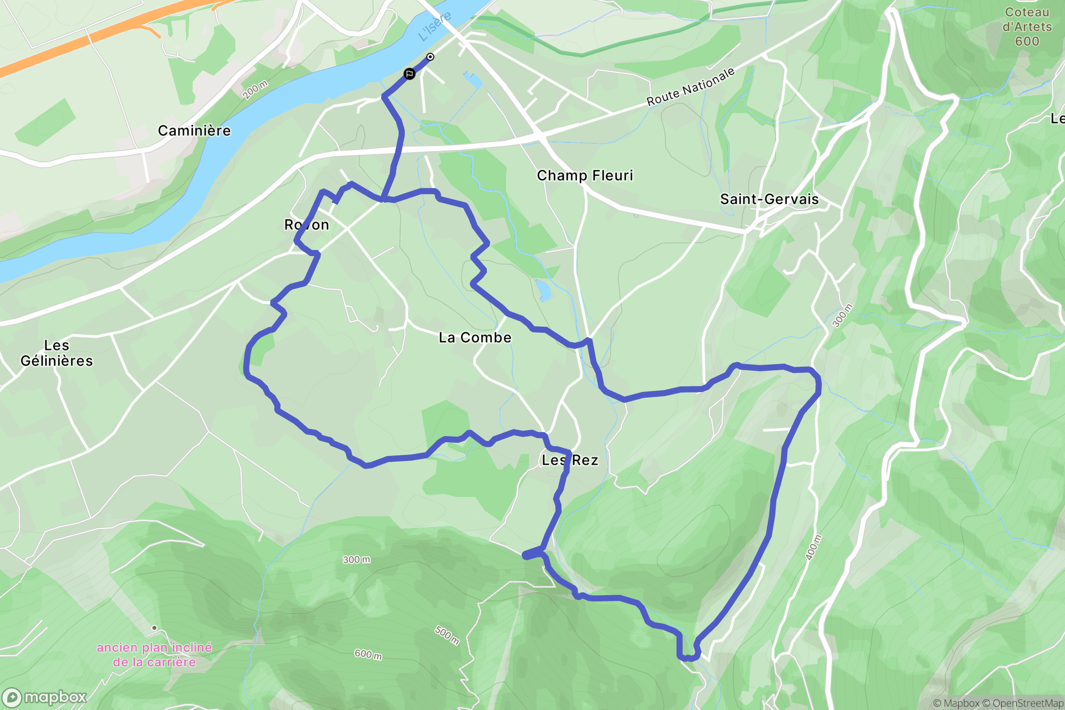 Saint-Gervais : carte du parcours de randonnée - France