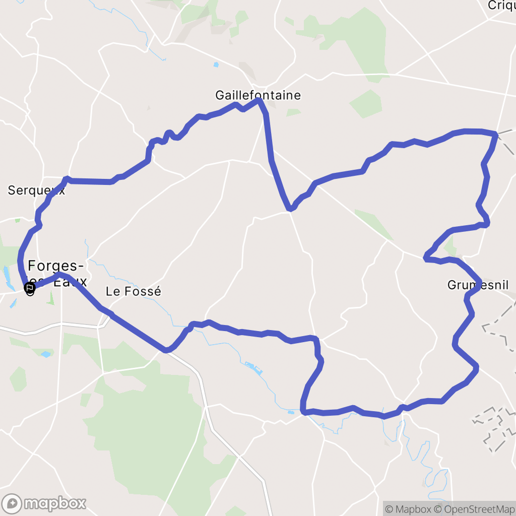 Forges-les-Eaux : carte du parcours de randonnée - France