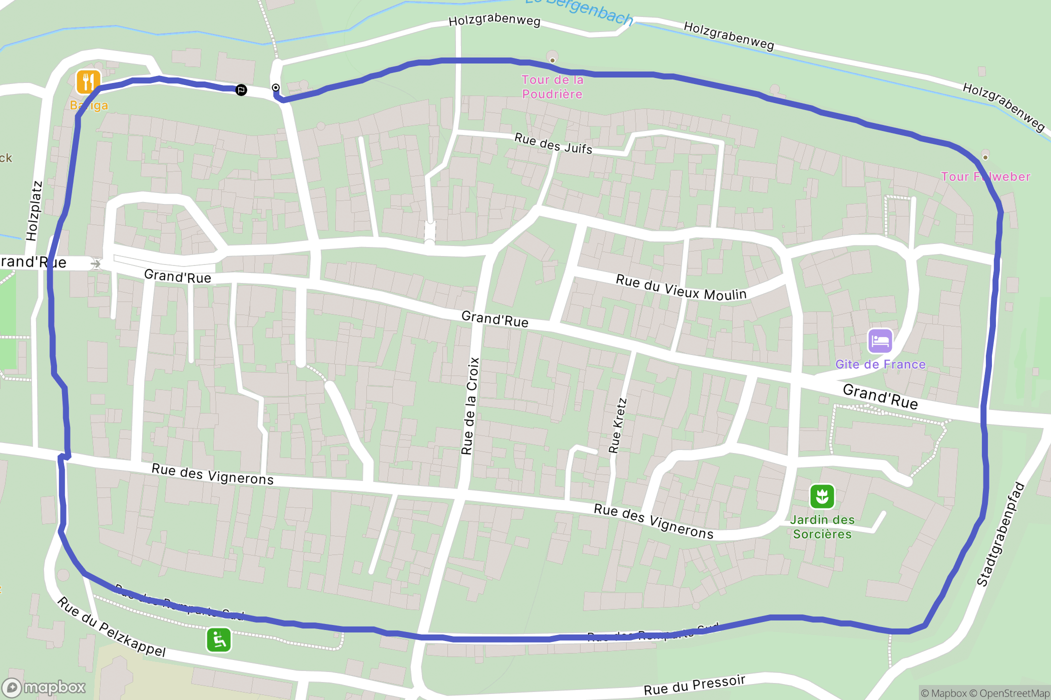 Bergheim : carte du parcours de randonnée - France